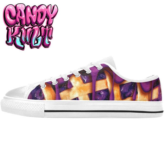 Blueberry Pie White Women's Low Canvas Shoes - Candy Kult - Candy Cult - Candy Kult Land - Wishbone - Boo Kitty - Panku - Frosti - Toxic Kitten - Hex-Heart - Cult Candy - Cake High Heels - [product_vendor}