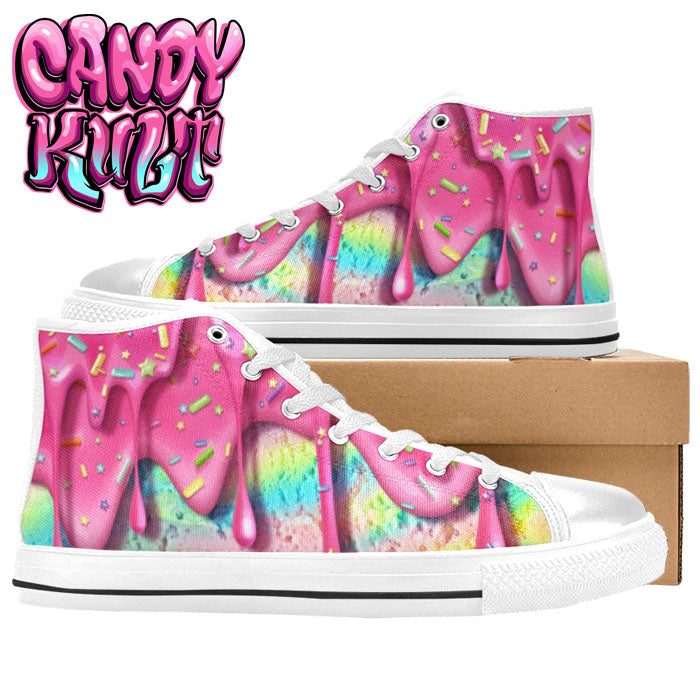 Rainbow Unicorn Ice Cream Women's High Top Canvas Shoes - Candy Kult - Candy Cult - Candy Kult Land - Wishbone - Boo Kitty - Panku - Frosti - Toxic Kitten - Hex-Heart - Cult Candy - Cake High Heels - [product_vendor}
