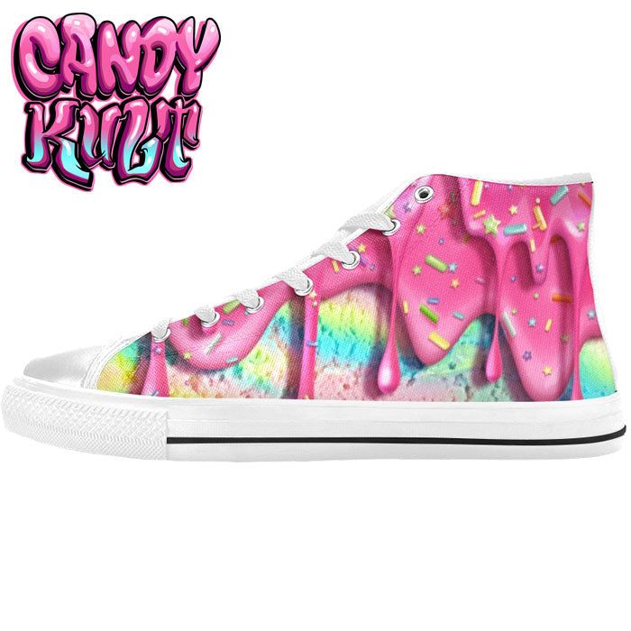 Rainbow Unicorn Ice Cream White Men’s High Top Canvas Shoes - Candy Kult - Candy Cult - Candy Kult Land - Wishbone - Boo Kitty - Panku - Frosti - Toxic Kitten - Hex-Heart - Cult Candy - Cake High Heels - [product_vendor}