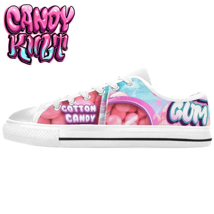 Cotton Candy Bubble Gum White Women's Low Canvas Shoes - Candy Kult - Candy Cult - Candy Kult Land - Wishbone - Boo Kitty - Panku - Frosti - Toxic Kitten - Hex-Heart - Cult Candy - Cake High Heels - [product_vendor}