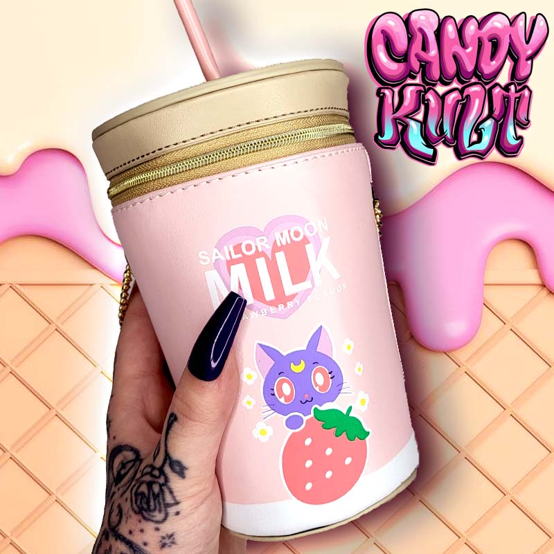 Sailor Moon Strawberry Milk Sipper Crossbody Bag - Candy Kult - Candy Cult - Candy Kult Land - Wishbone - Boo Kitty - Panku - Frosti - Toxic Kitten - Hex-Heart - Cult Candy - Cake High Heels - [product_vendor}