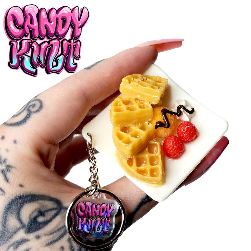Waffle Plate With Berries & Cream Candy Kult Key Chain Candy Kult key chain key ring keychain Candy Cult - Candy Kult Land - Wishbone - Boo Kitty - Panku - Frosti - Toxic Kitten - Hex - Heart - Cult Candy - Ca