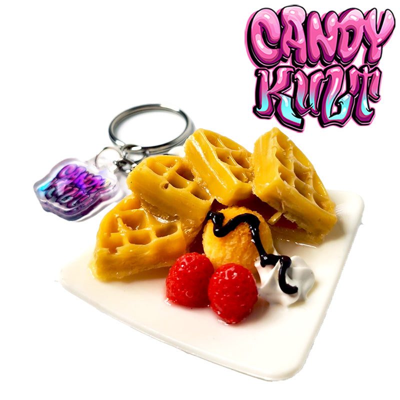 Waffle Plate With Berries & Cream Candy Kult Key Chain Candy Kult key chain key ring keychain Candy Cult - Candy Kult Land - Wishbone - Boo Kitty - Panku - Frosti - Toxic Kitten - Hex - Heart - Cult Candy - Ca