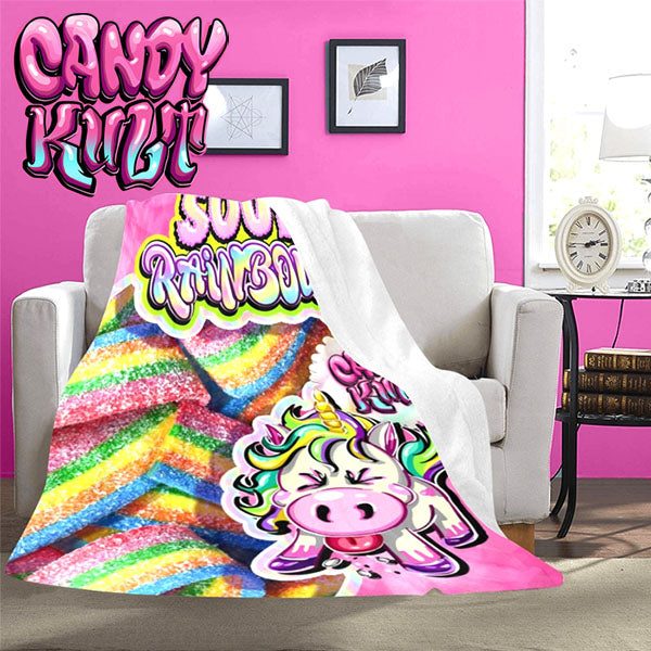 Unicorn Sour Rainbows Candy Kult Micro Fleece Blanket - Candy Kult - Candy Cult - Candy Kult Land - Wishbone - Boo Kitty - Panku - Frosti - Toxic Kitten - Hex-Heart - Cult Candy - Cake High Heels - [product_vendor}