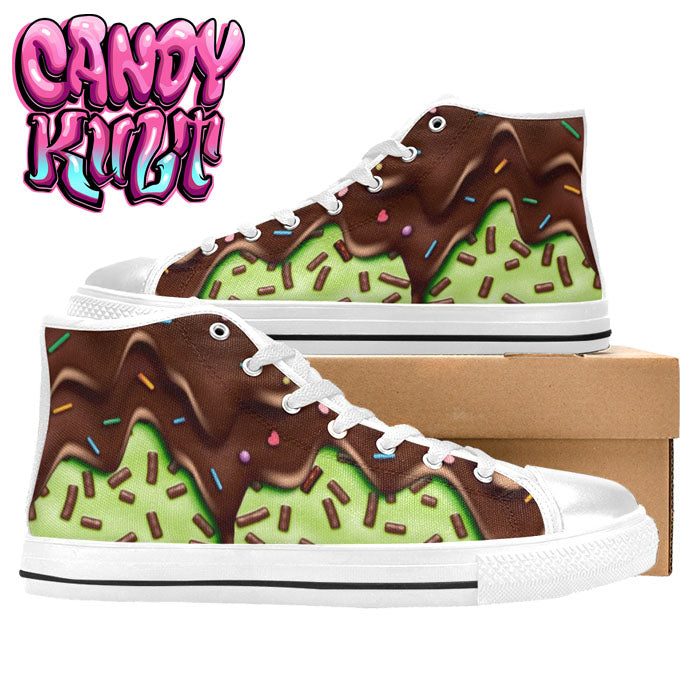 Sprinkles Please Choc Mint White Women's High Top Canvas Shoes - Candy Kult - Candy Cult - Candy Kult Land - Wishbone - Boo Kitty - Panku - Frosti - Toxic Kitten - Hex-Heart - Cult Candy - Cake High Heels - [product_vendor}