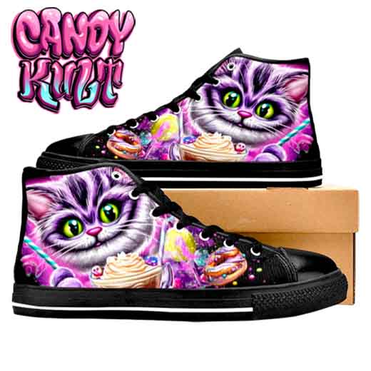 Cheshire Cat Tea Party Men’s High Top Canvas Shoes - Candy Kult - Candy Cult - Candy Kult Land - Wishbone - Boo Kitty - Panku - Frosti - Toxic Kitten - Hex-Heart - Cult Candy - Cake High Heels - [product_vendor}