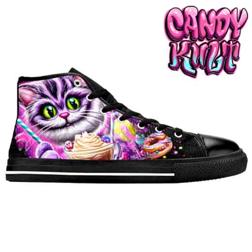 Cheshire Cat Tea Party Women's High Top Canvas Shoes - Candy Kult - Candy Cult - Candy Kult Land - Wishbone - Boo Kitty - Panku - Frosti - Toxic Kitten - Hex-Heart - Cult Candy - Cake High Heels - [product_vendor}