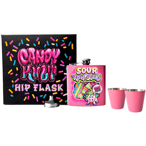 Unicorn Sour Rainbows Pink Candy Kult Hip Flask Set - Candy Kult - Candy Cult - Candy Kult Land - Wishbone - Boo Kitty - Panku - Frosti - Toxic Kitten - Hex-Heart - Cult Candy - Cake High Heels - [product_vendor}
