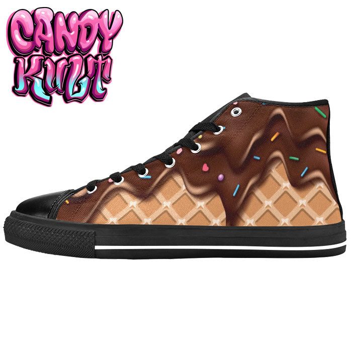 Chocolate Ice Cream Men’s High Top Canvas Shoes - Candy Kult - Candy Cult - Candy Kult Land - Wishbone - Boo Kitty - Panku - Frosti - Toxic Kitten - Hex-Heart - Cult Candy - Cake High Heels - [product_vendor}